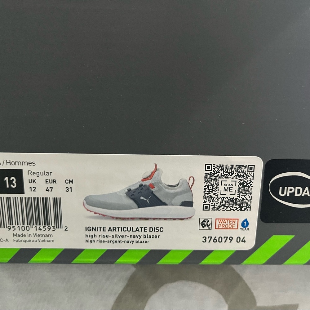 NWT Puma’s IGNITE ARTICULATE Golf Shoes Silver / Navy Blazer Size 13